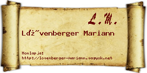 Lövenberger Mariann névjegykártya